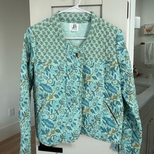 JRA Women's Floral Bomber Jacket - Aqua and Olive